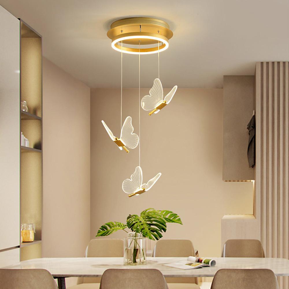 Butterfly Shapes Design Pendant Lighting Acrylic Metal Island LED Living Room Ceiling Lights-Lighom