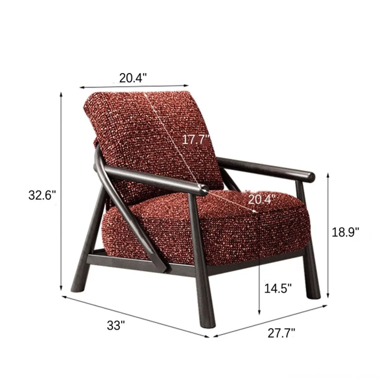 Modern Red Fabric Armrest Accent Chair