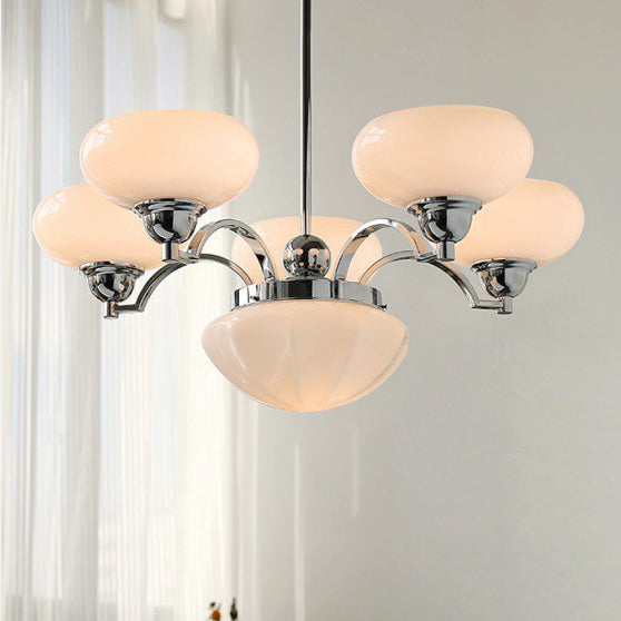 French Glass Metal Curved Branch Chandelier