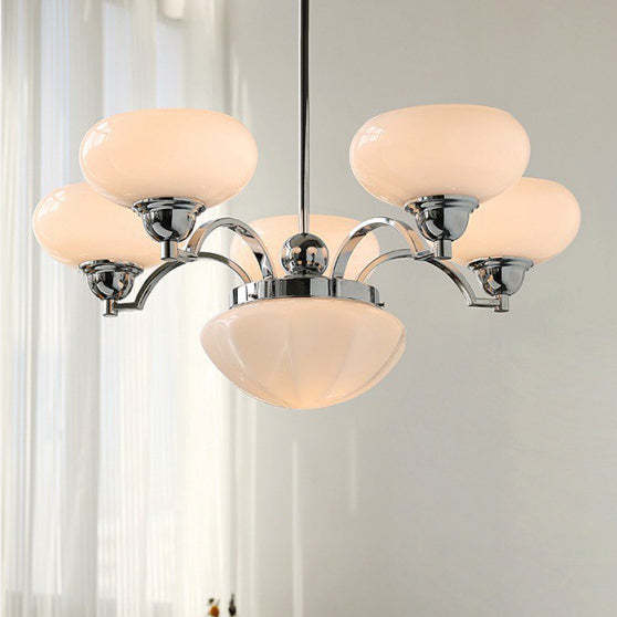 French Glass Metal Curved Branch Chandelier