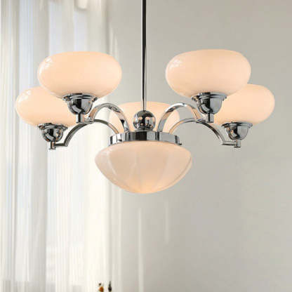 French Glass Metal Curved Branch Chandelier