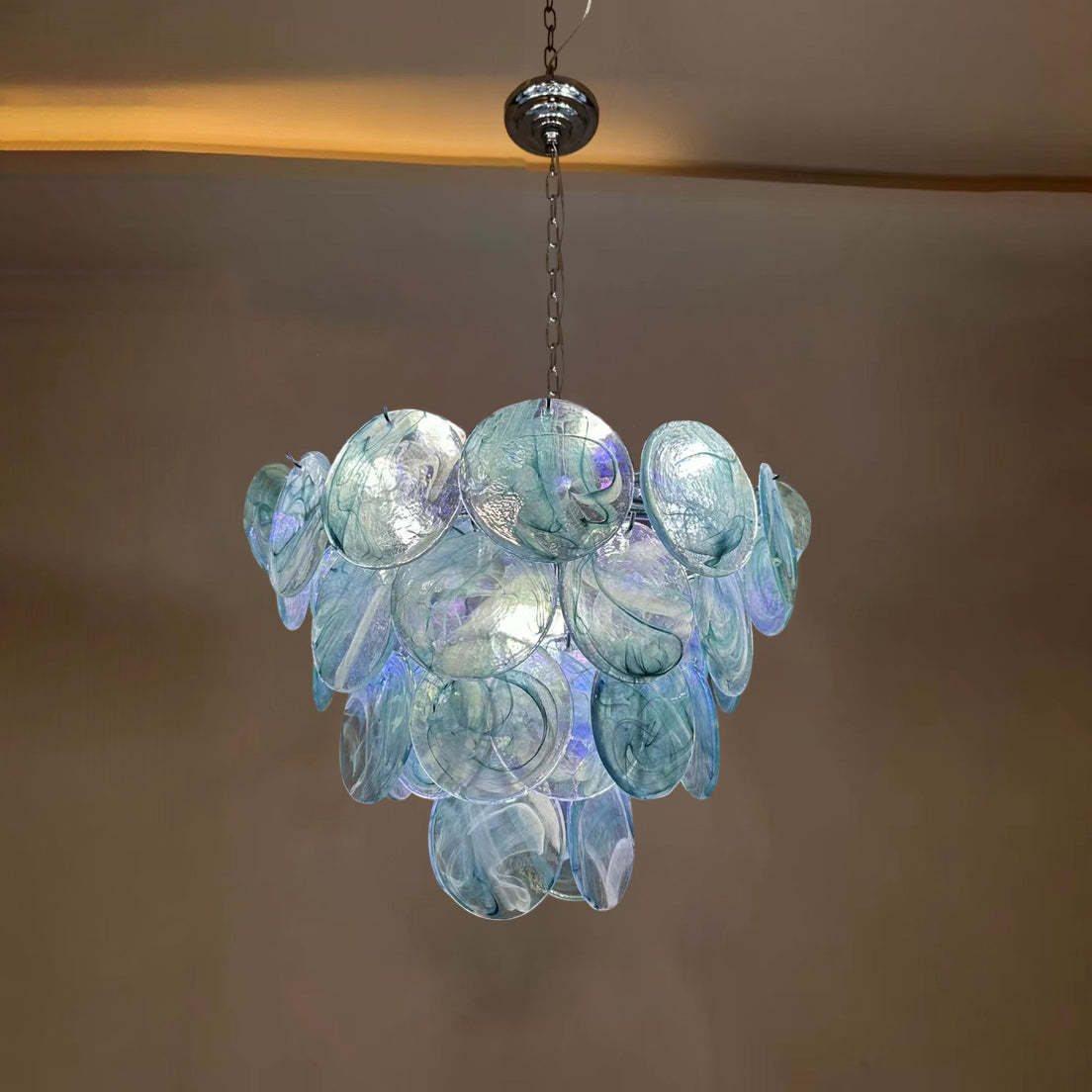 French Flower Iron Glass Chandelier