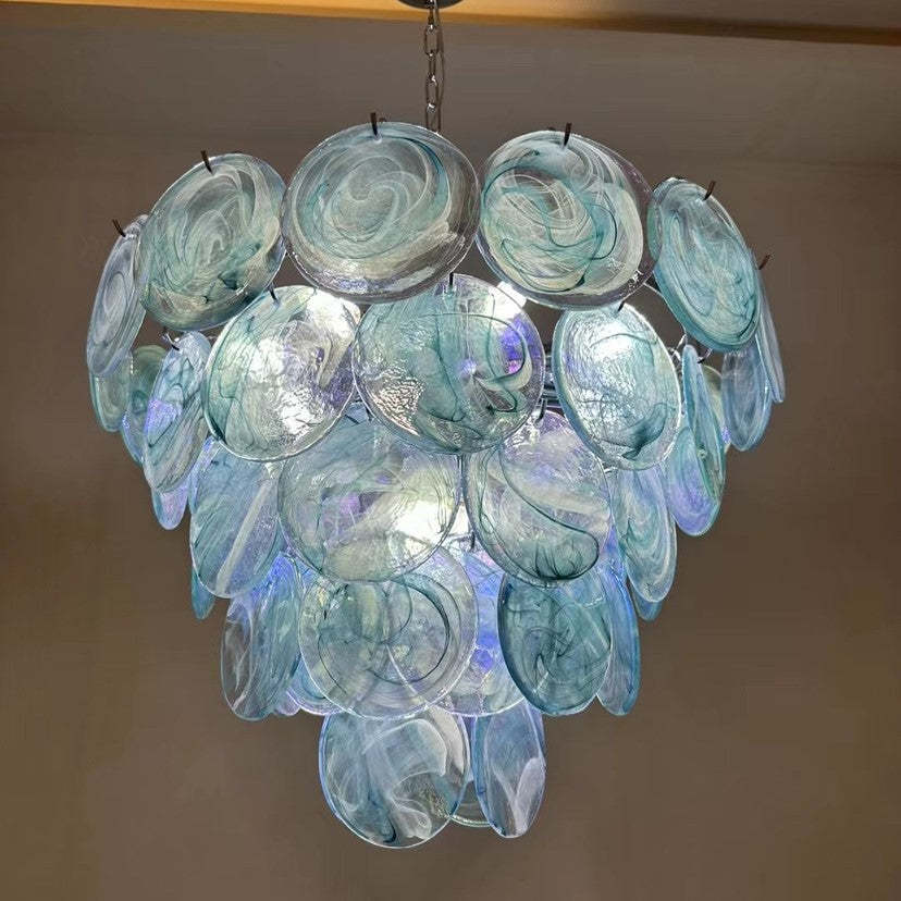 French Flower Iron Glass Chandelier