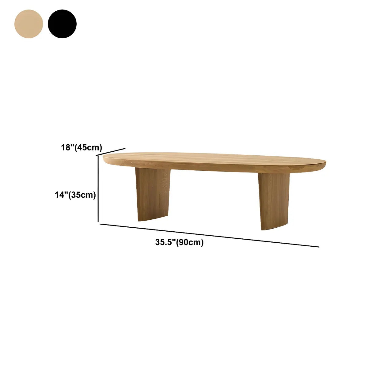 Scandinavian Oval Manufactured Wood Coffee Table #size
