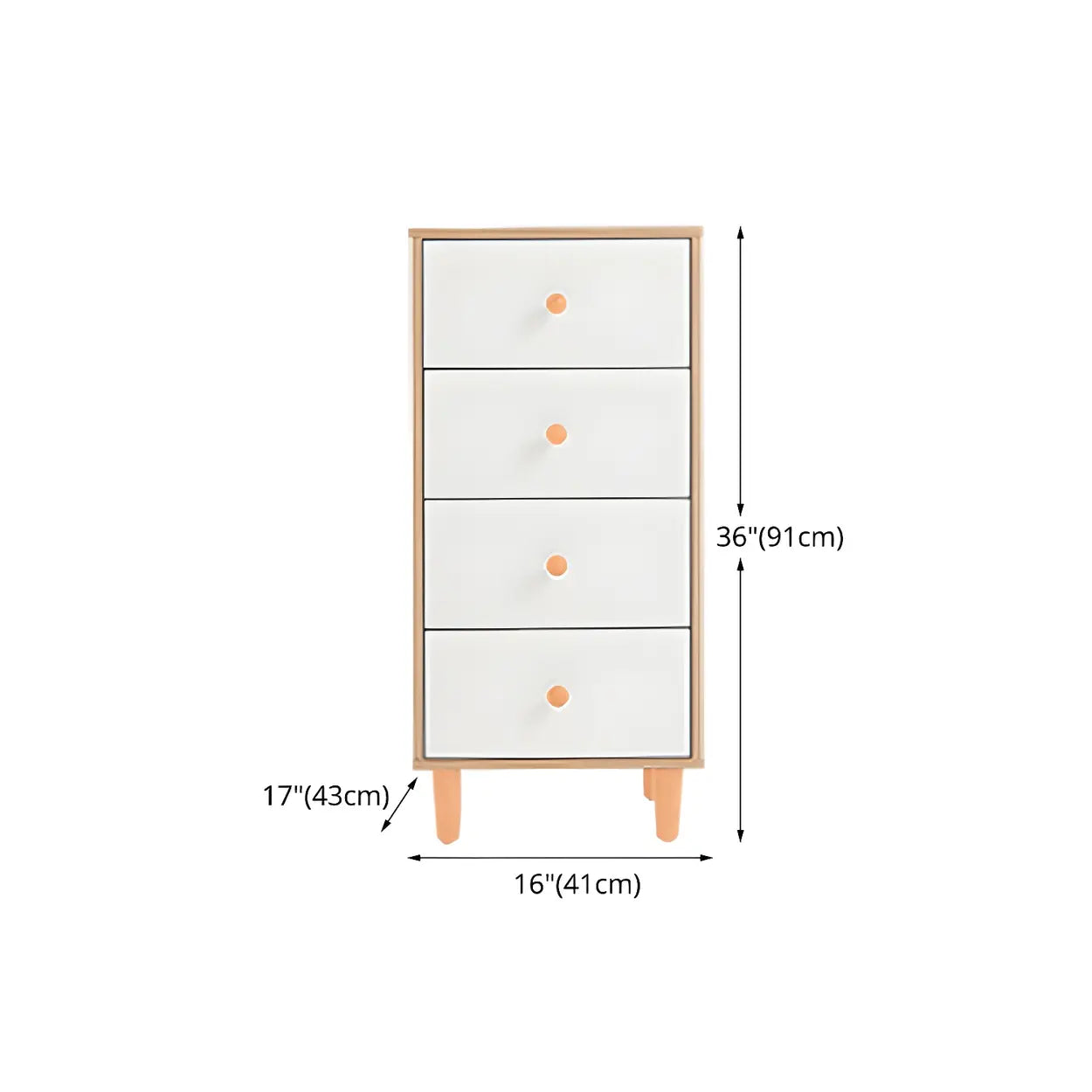Vertical Natural Wood White Dresser for Drawers #size