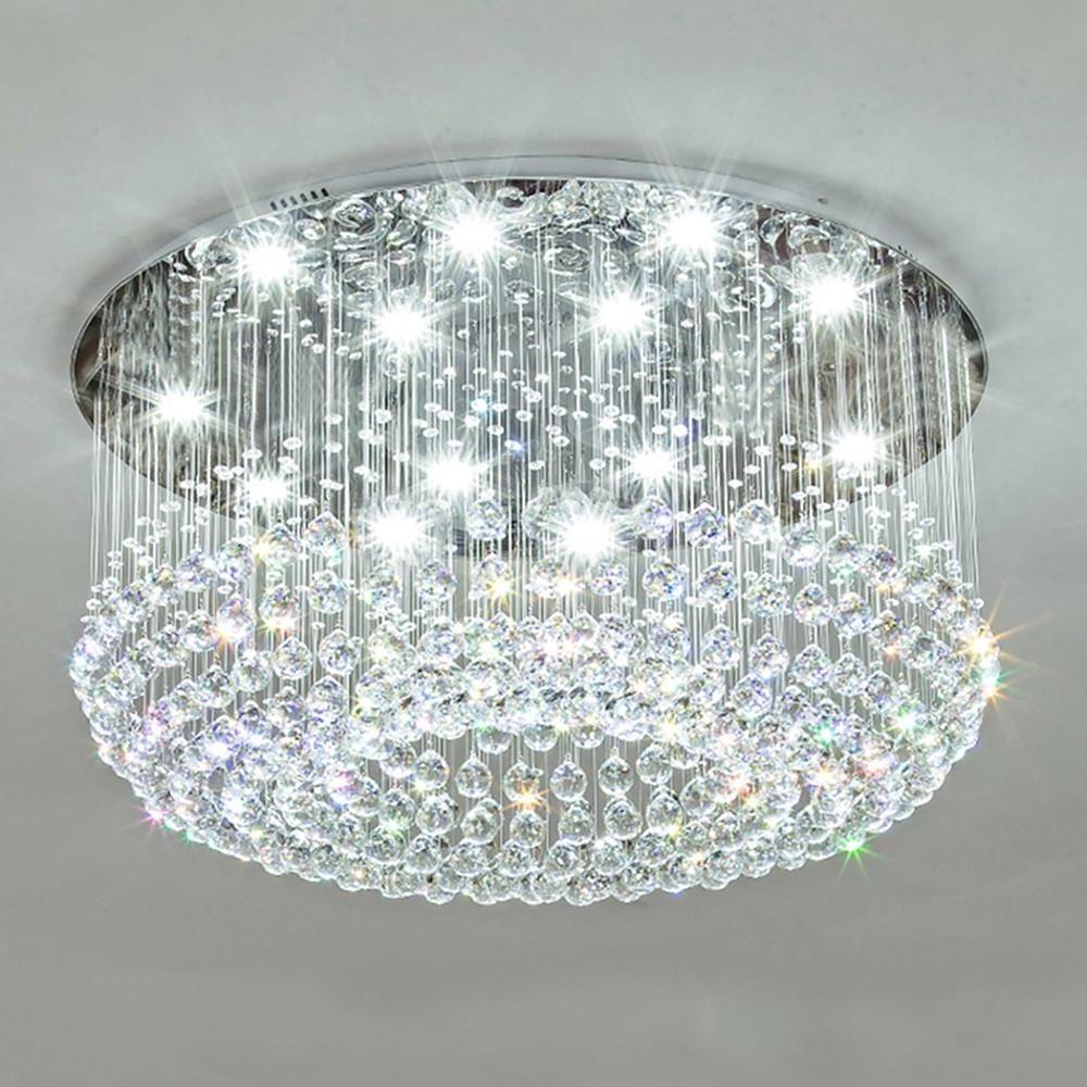 Glass-cicles Crystal LED Chandelier Drum Flush Mount Chandelier-Lighom