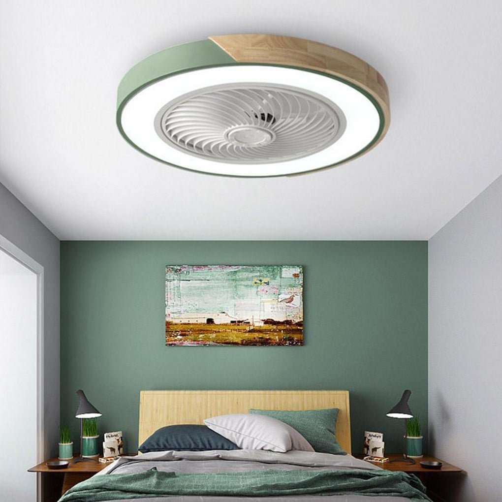 Round Square Integrated LED Bladeless Ceiling Fan Light with Remote Control-Lighom