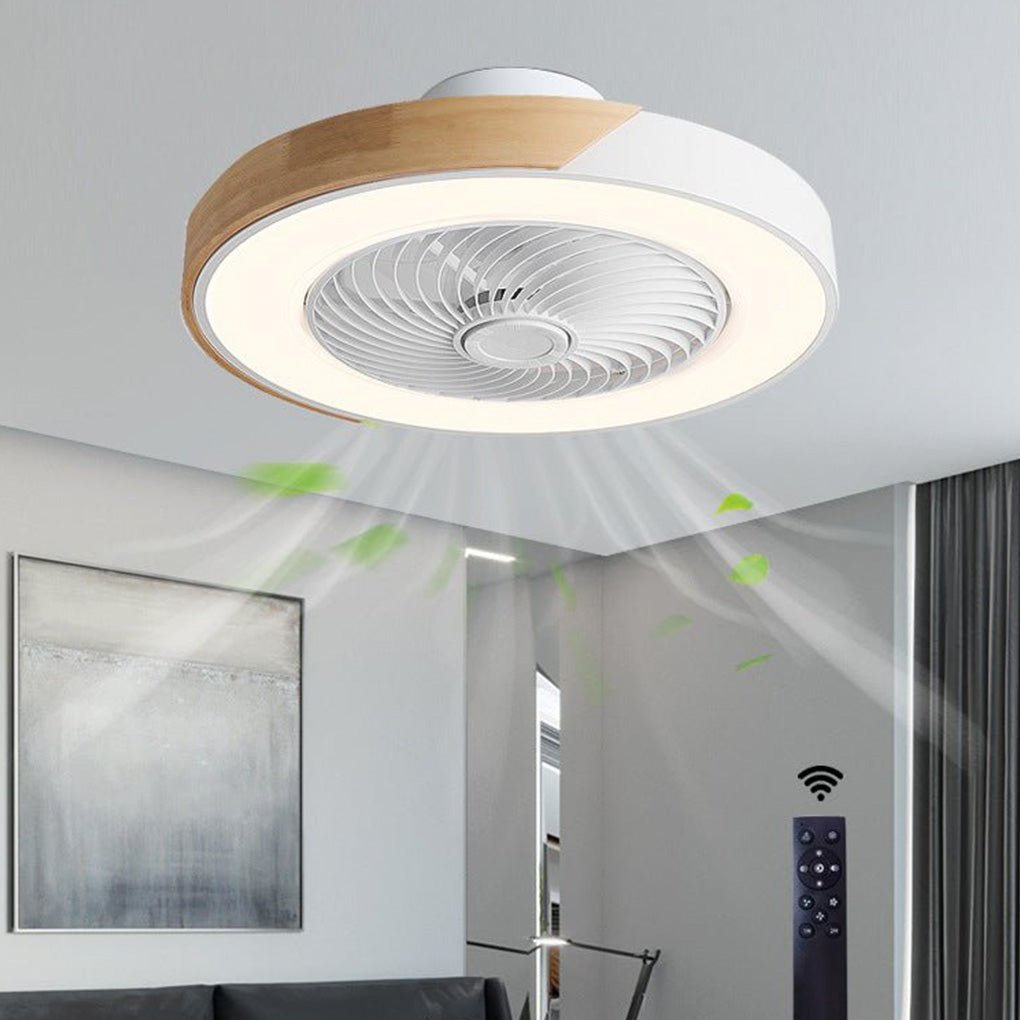 Round Square Integrated LED Bladeless Ceiling Fan Light with Remote Control-Lighom