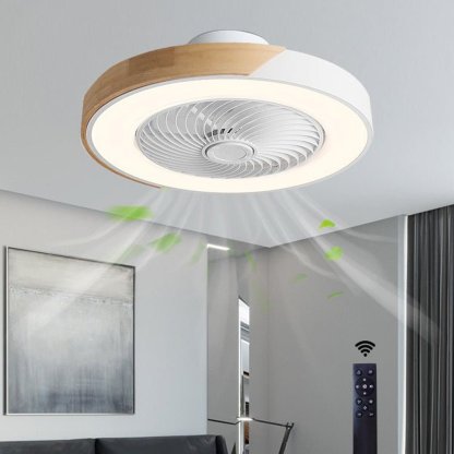 Round Square Integrated LED Bladeless Ceiling Fan Light with Remote Control-Lighom