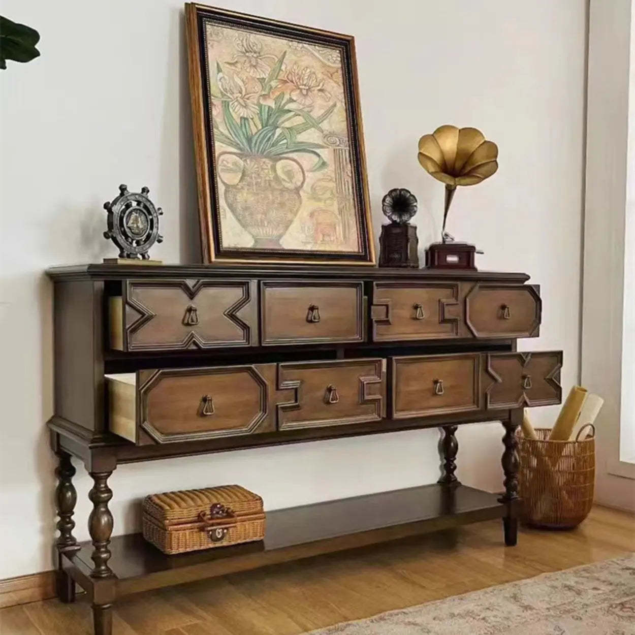 Wood glass dark birch end & side tables - modern