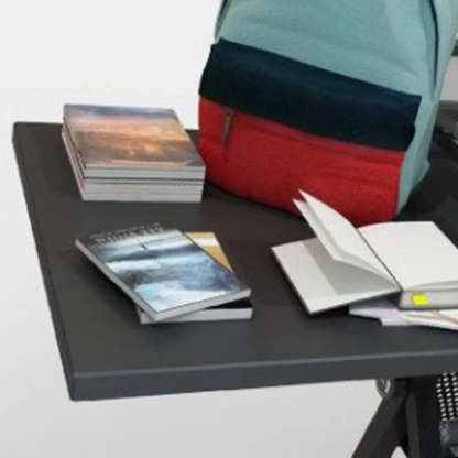 Black Adjustable Glass Drafting Desk with Storage