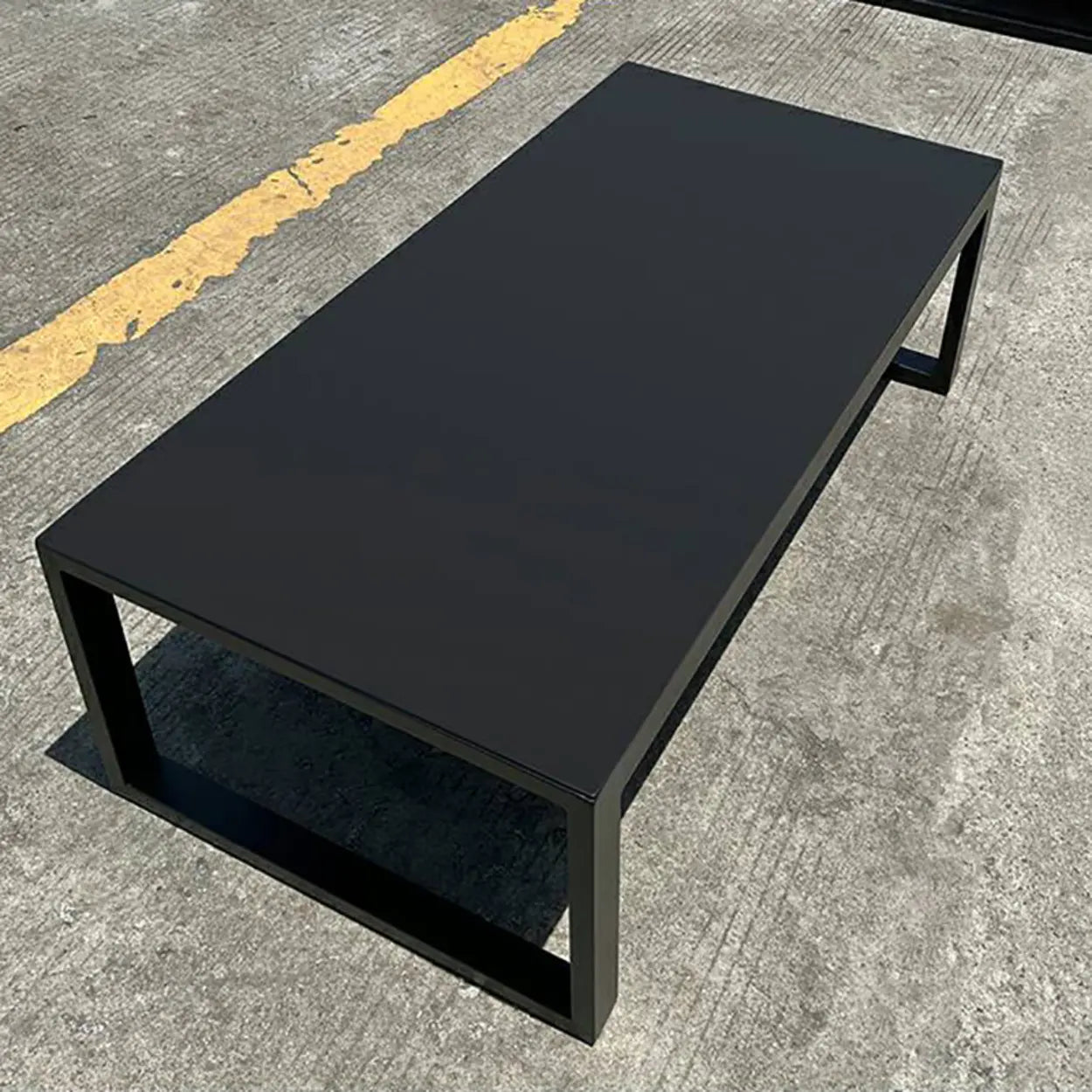 Black Aluminum Alloy Rectangular Outdoor Coffee Table — Table Only