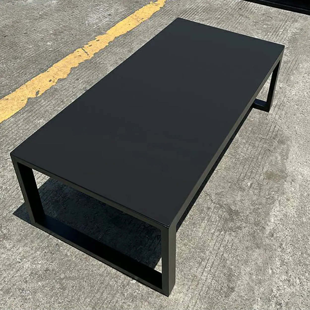 Black Aluminum Alloy Rectangular Outdoor Coffee Table — Table Only