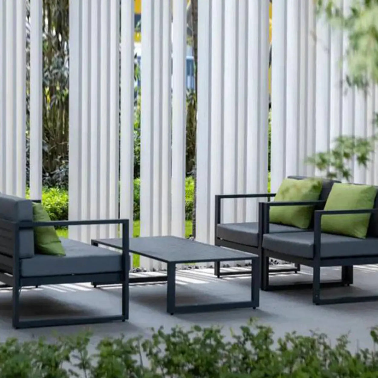 Black Aluminum Alloy Rectangular Outdoor Coffee Table
