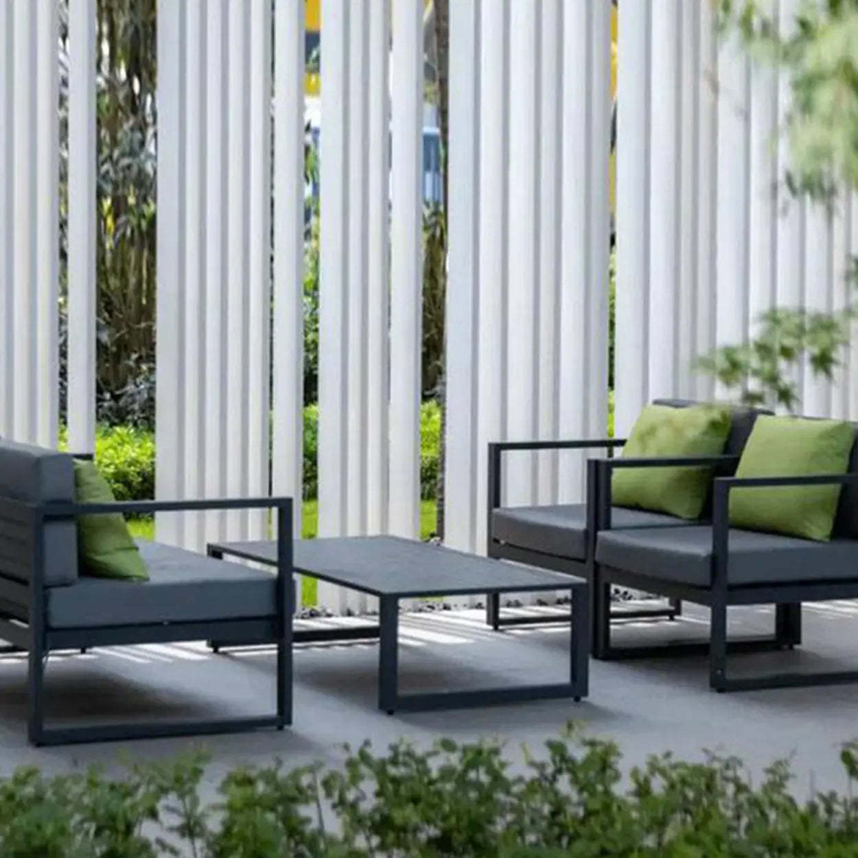 Black Aluminum Alloy Rectangular Outdoor Coffee Table