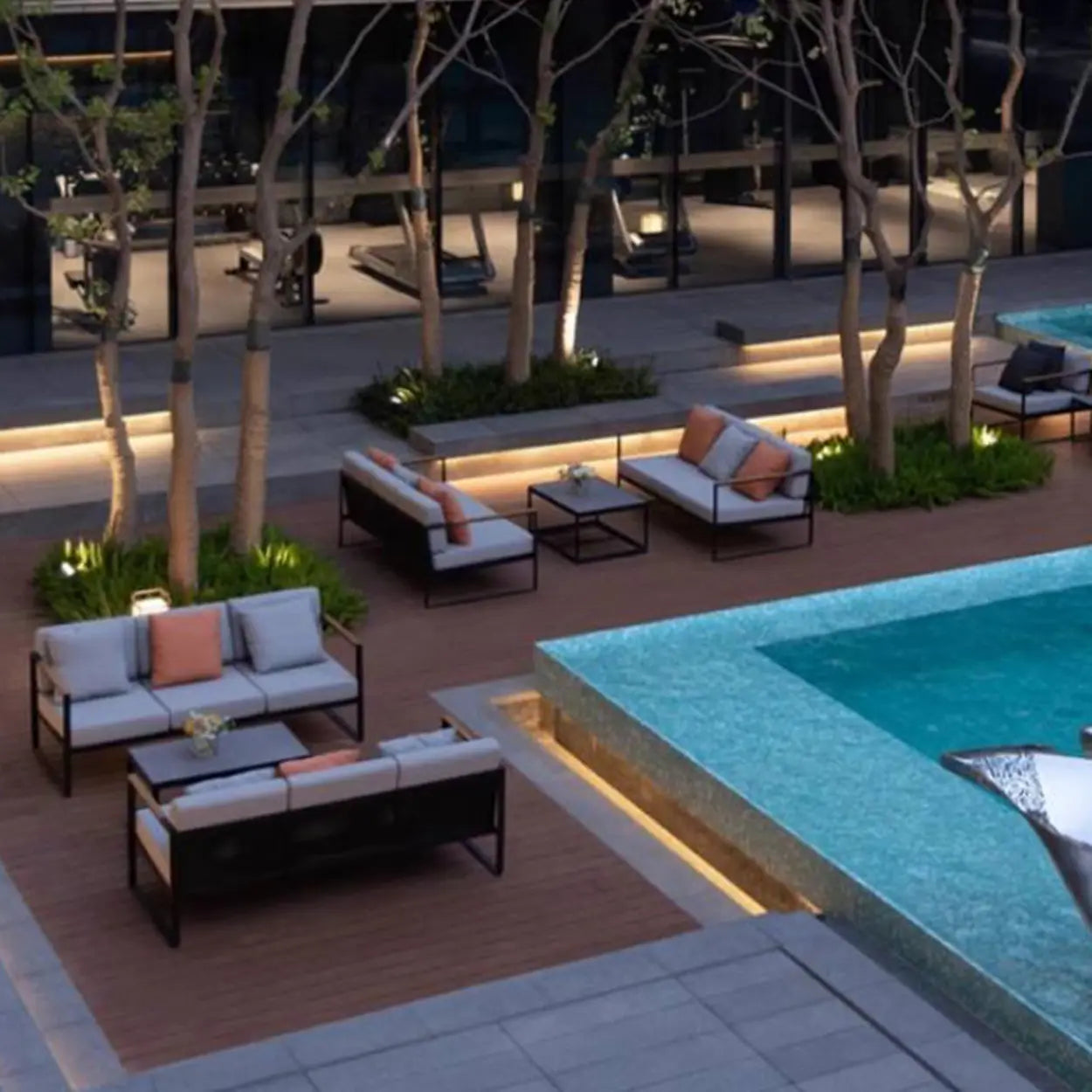 Black Aluminum Alloy Rectangular Outdoor Coffee Table
