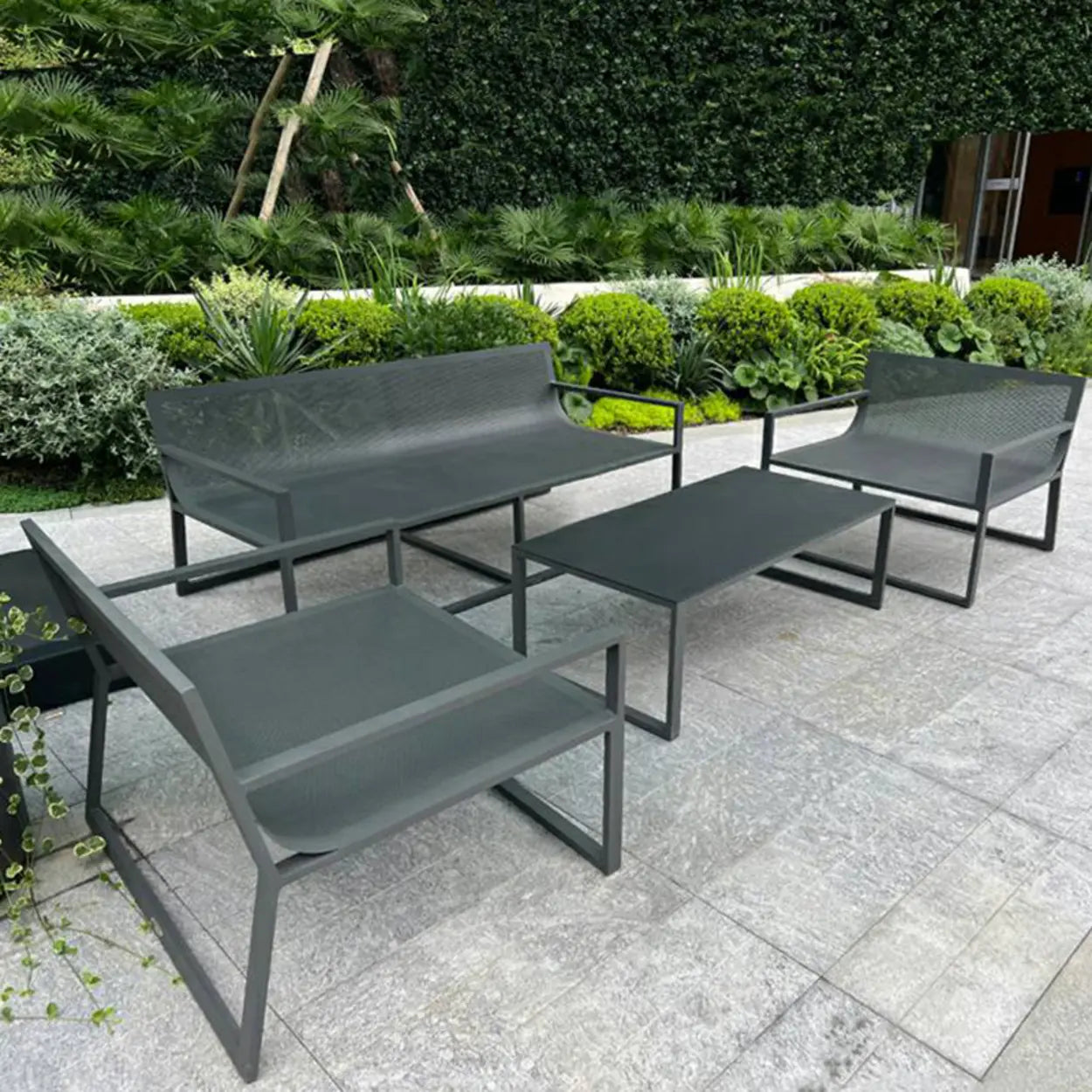Black Aluminum Alloy Rectangular Outdoor Coffee Table