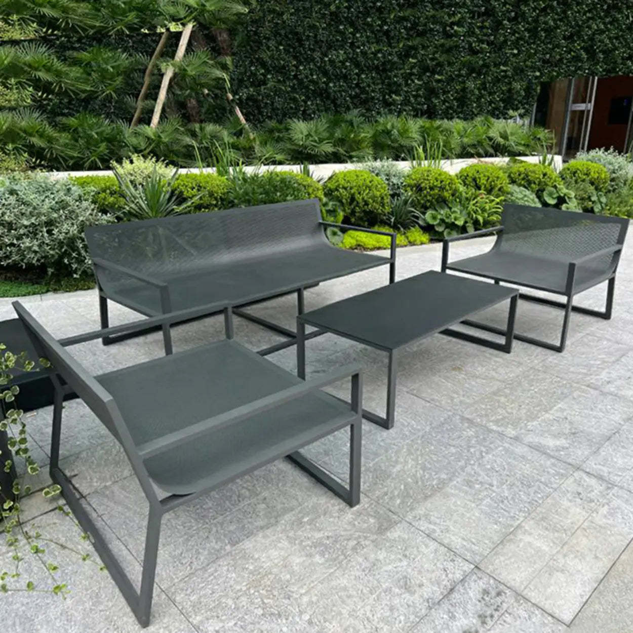 Black Aluminum Alloy Rectangular Outdoor Coffee Table