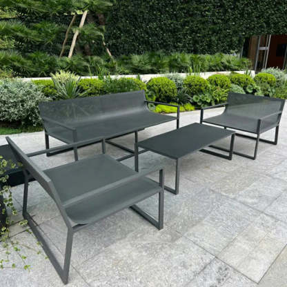 Black Aluminum Alloy Rectangular Outdoor Coffee Table