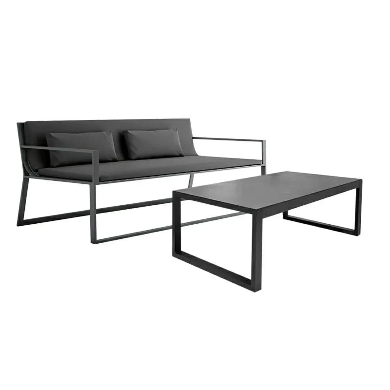 Black Aluminum Alloy Rectangular Outdoor Coffee Table