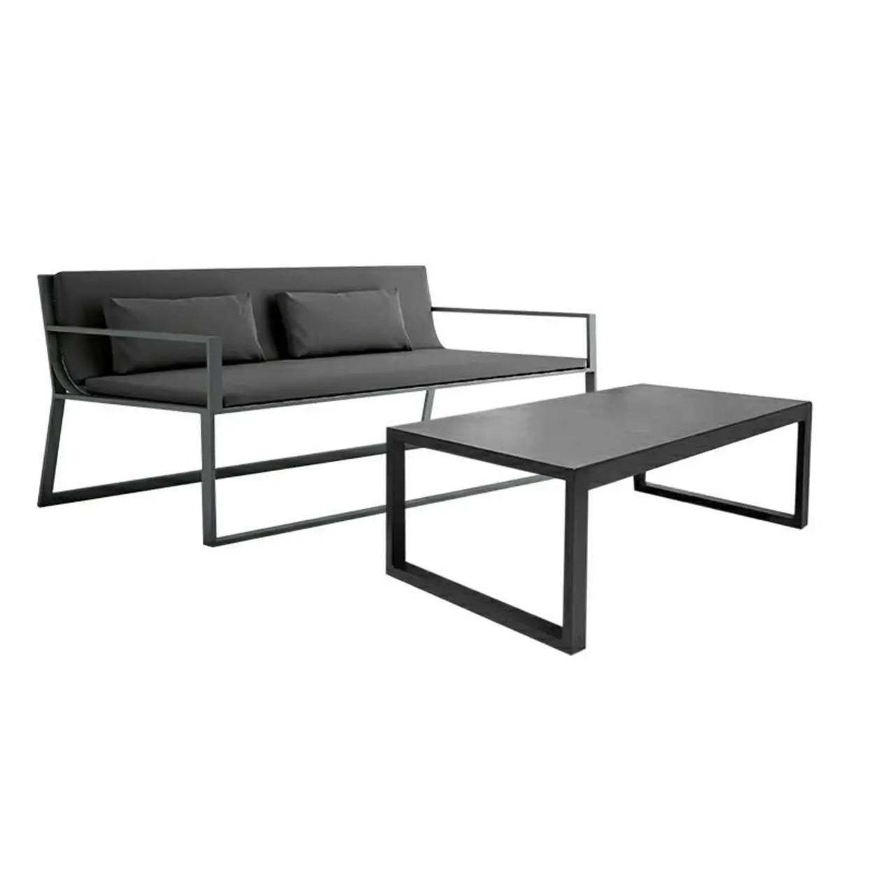 Black Aluminum Alloy Rectangular Outdoor Coffee Table