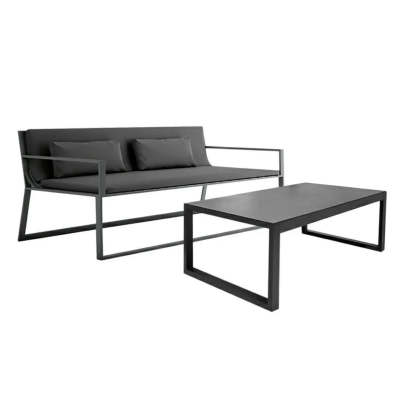 Black Aluminum Alloy Rectangular Outdoor Coffee Table
