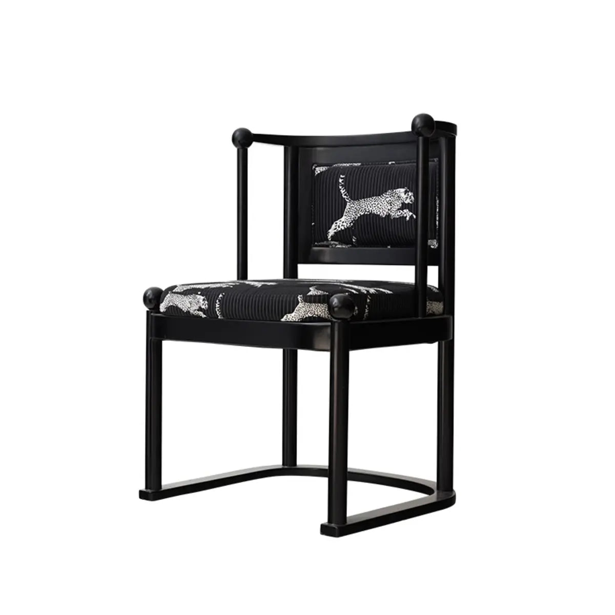 Black Art Deco Square Wood Arm Dining Chair — Carbon Steel