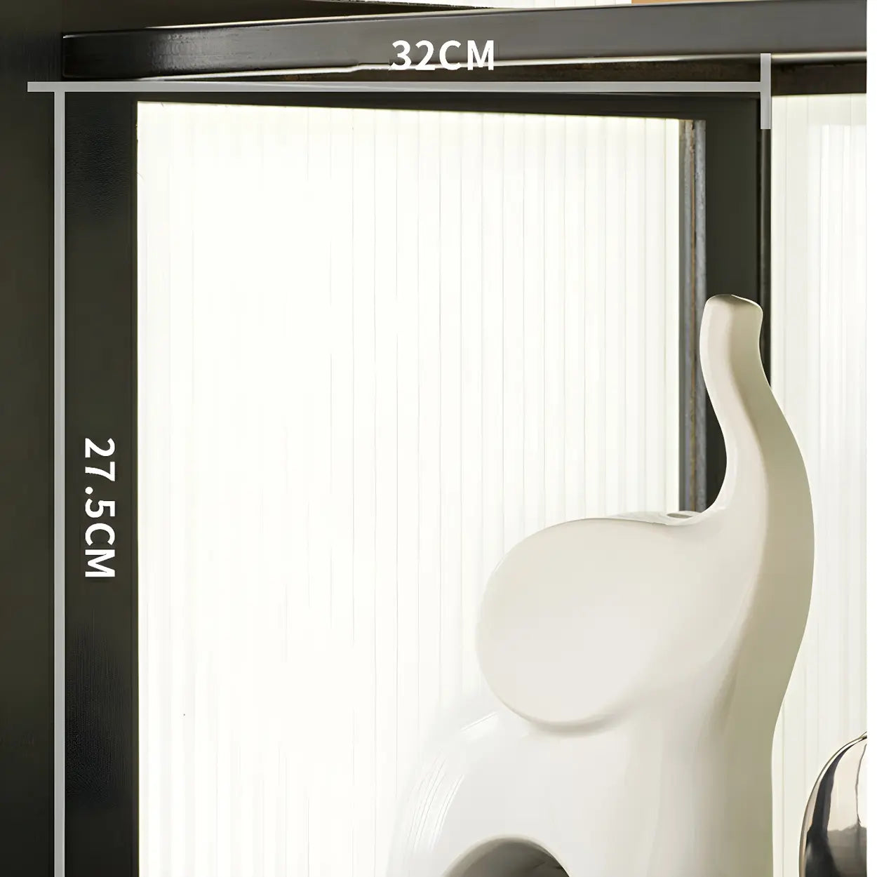 Black Bamboo Rectangular Tall Curio Display Cabinet