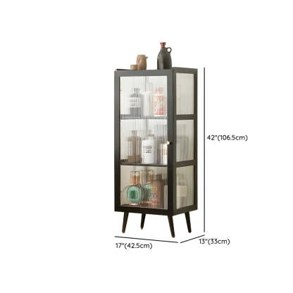 Black Bamboo Rectangular Tall Curio Display Cabinet