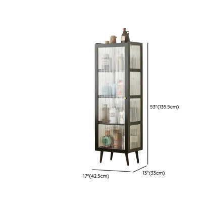 Black Bamboo Rectangular Tall Curio Display Cabinet