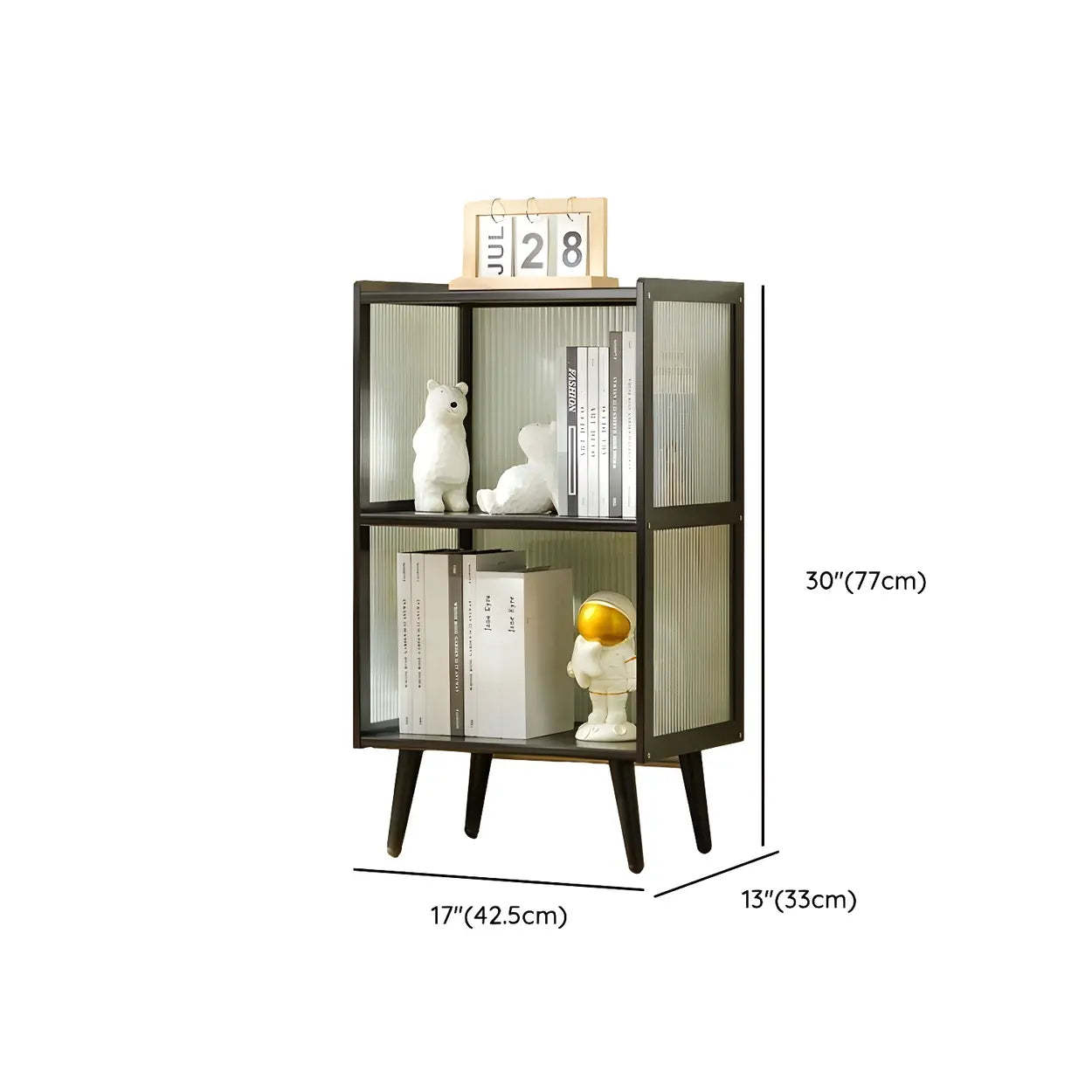Black Bamboo Rectangular Tall Curio Display Cabinet