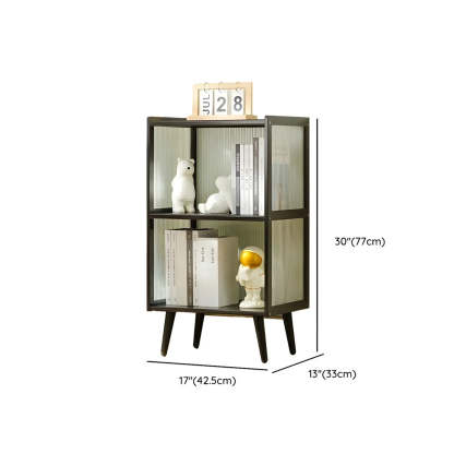 Black Bamboo Rectangular Tall Curio Display Cabinet