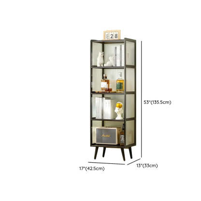 Black Bamboo Rectangular Tall Curio Display Cabinet