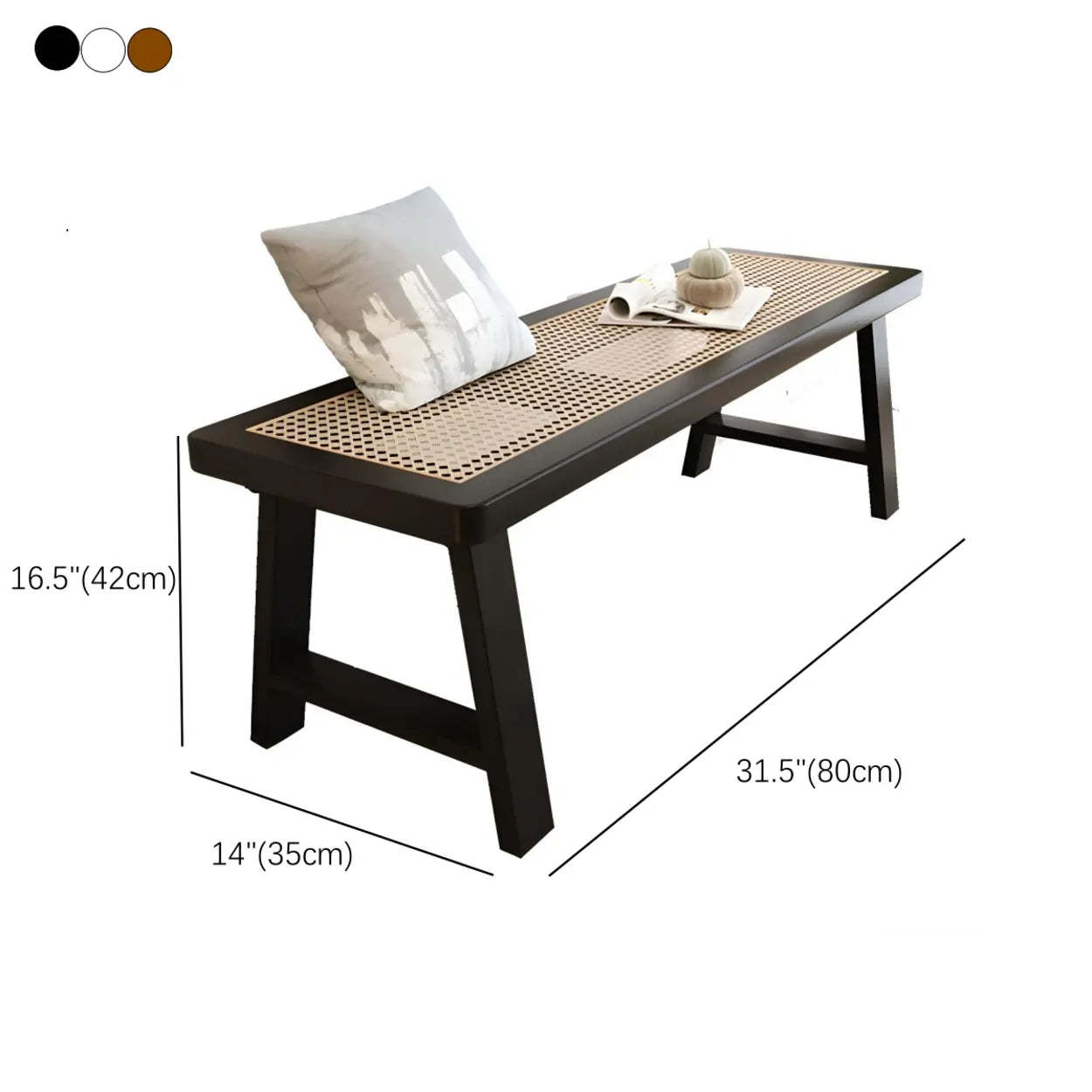 Black Bedroom Bench with Shoe Storage — Walnut (Metal & Wood) / Storage Included