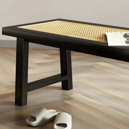 Black Bedroom Bench with Shoe Storage — White (Metal & Wood) / Storage Included