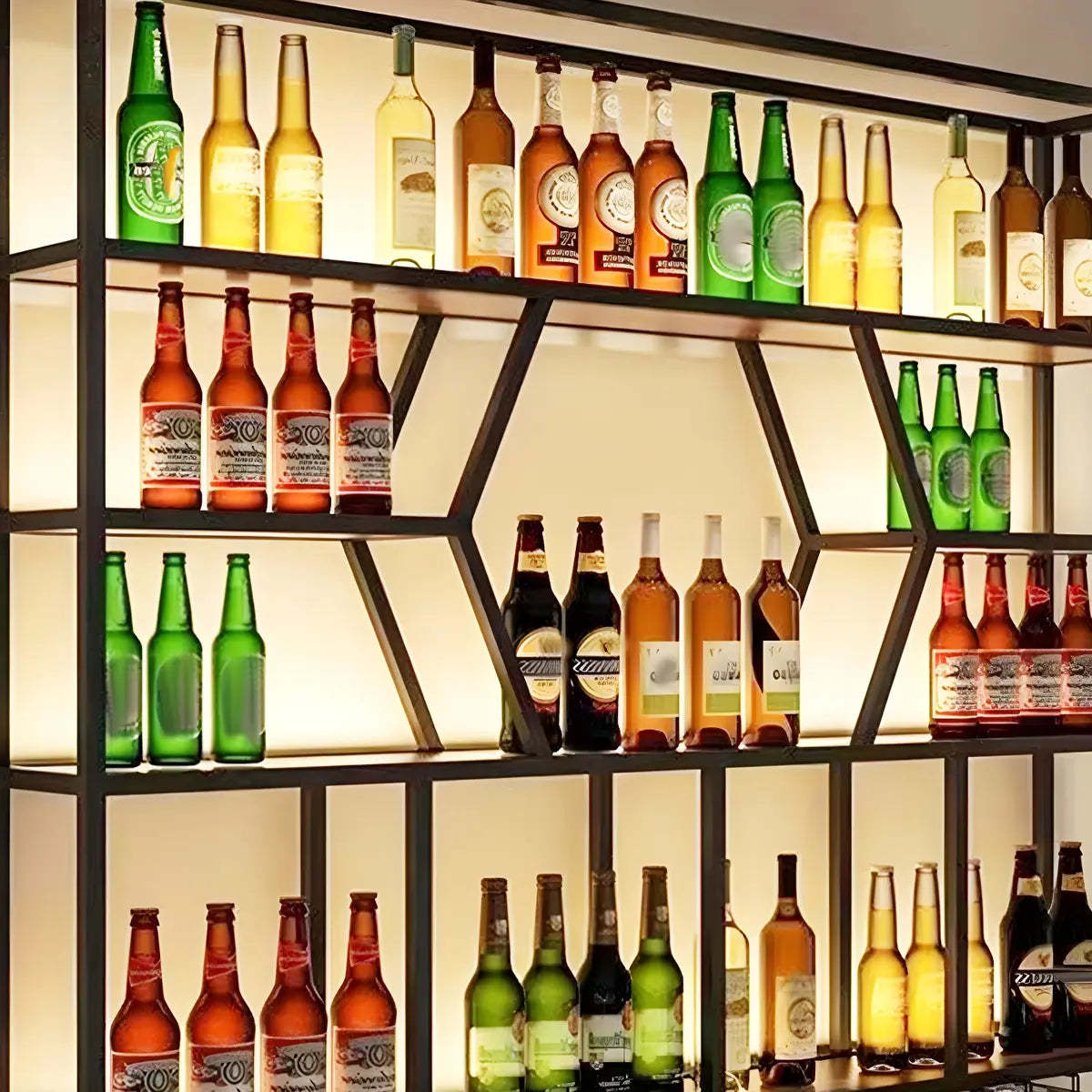 Black Circular Metal Wall Wine Rack with Shelf — Gold