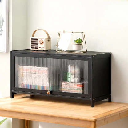 Black Closed-Back Wood Vertical Bookcase