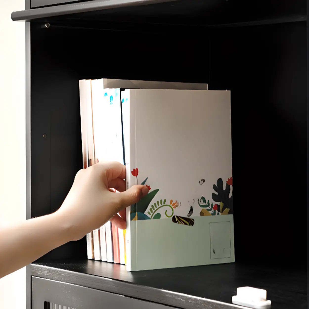 Black Closed-Back Wood Vertical Bookcase