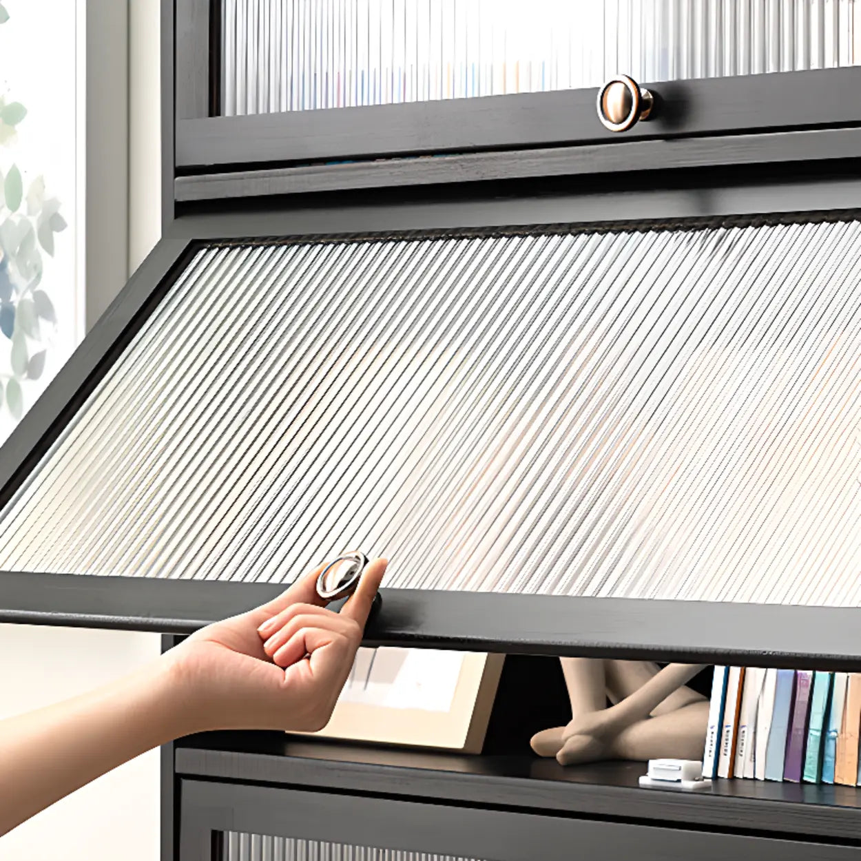 Black Closed-Back Wood Vertical Bookcase