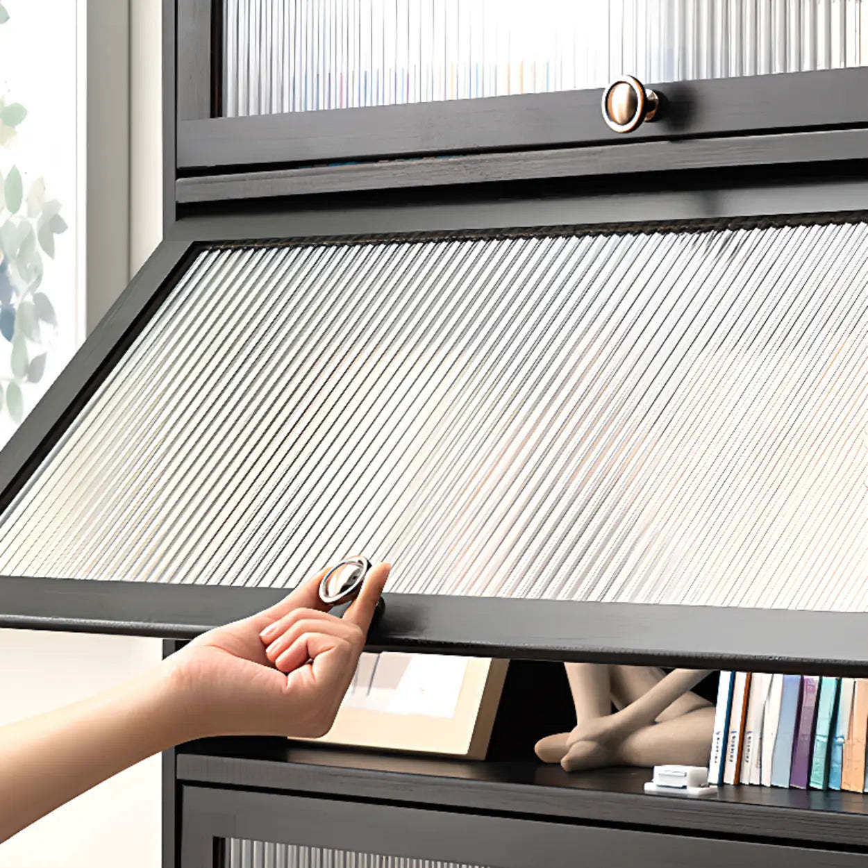 Black Closed-Back Wood Vertical Bookcase