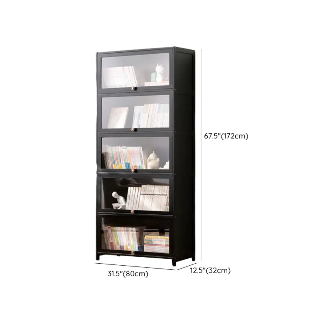Black Closed-Back Wood Vertical Bookcase