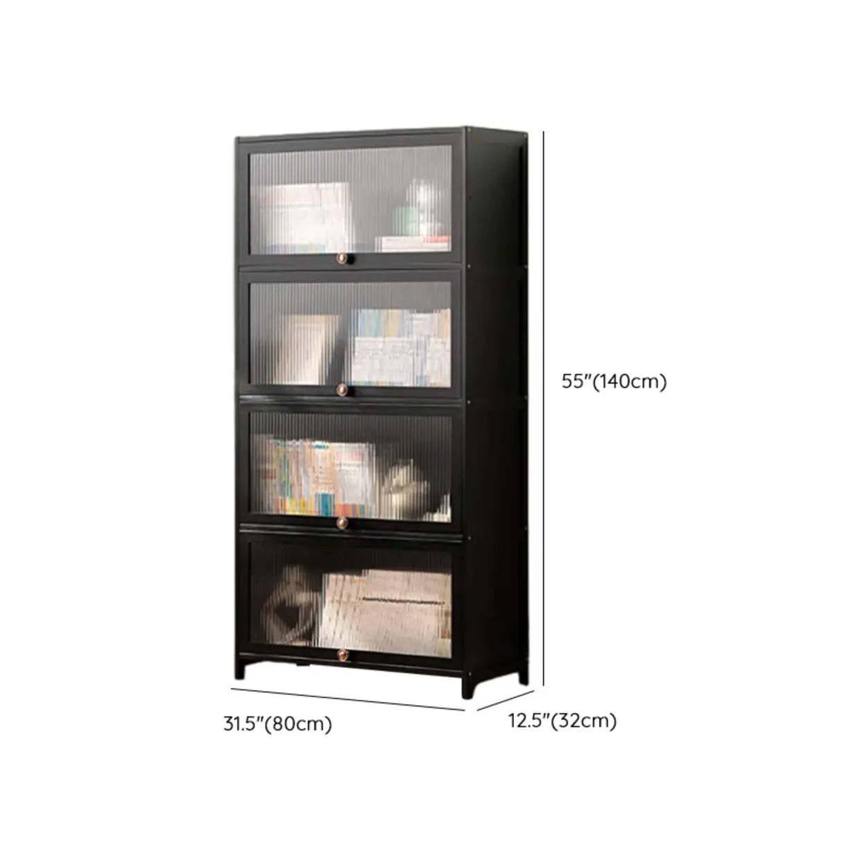 Black Closed-Back Wood Vertical Bookcase