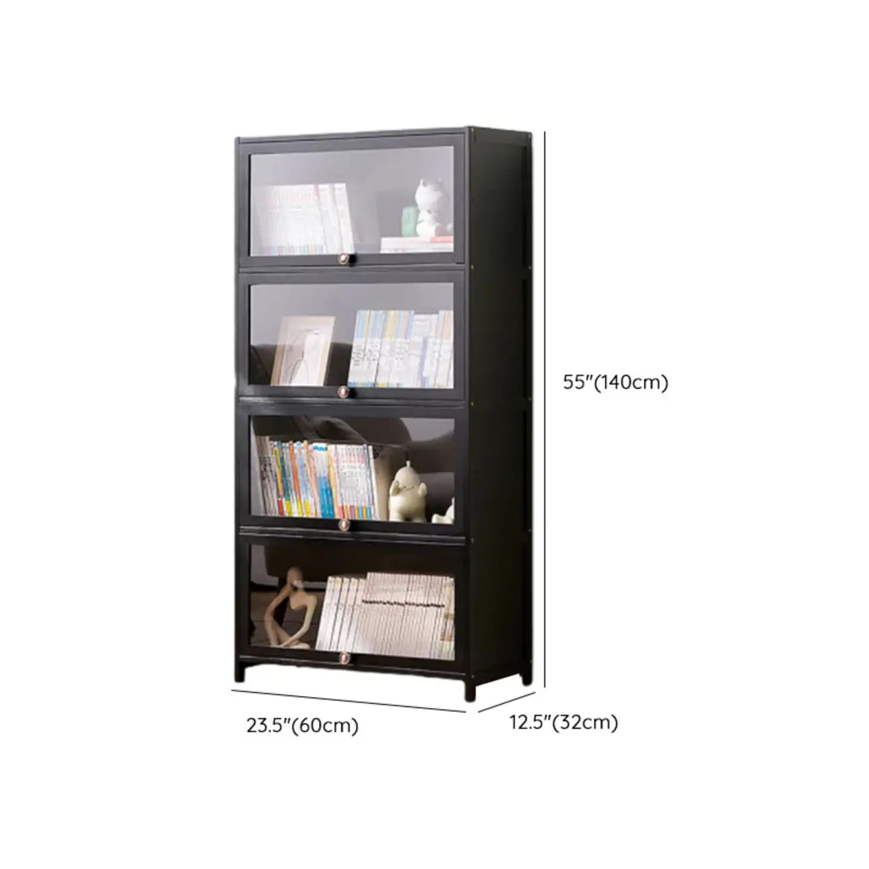 Black Closed-Back Wood Vertical Bookcase