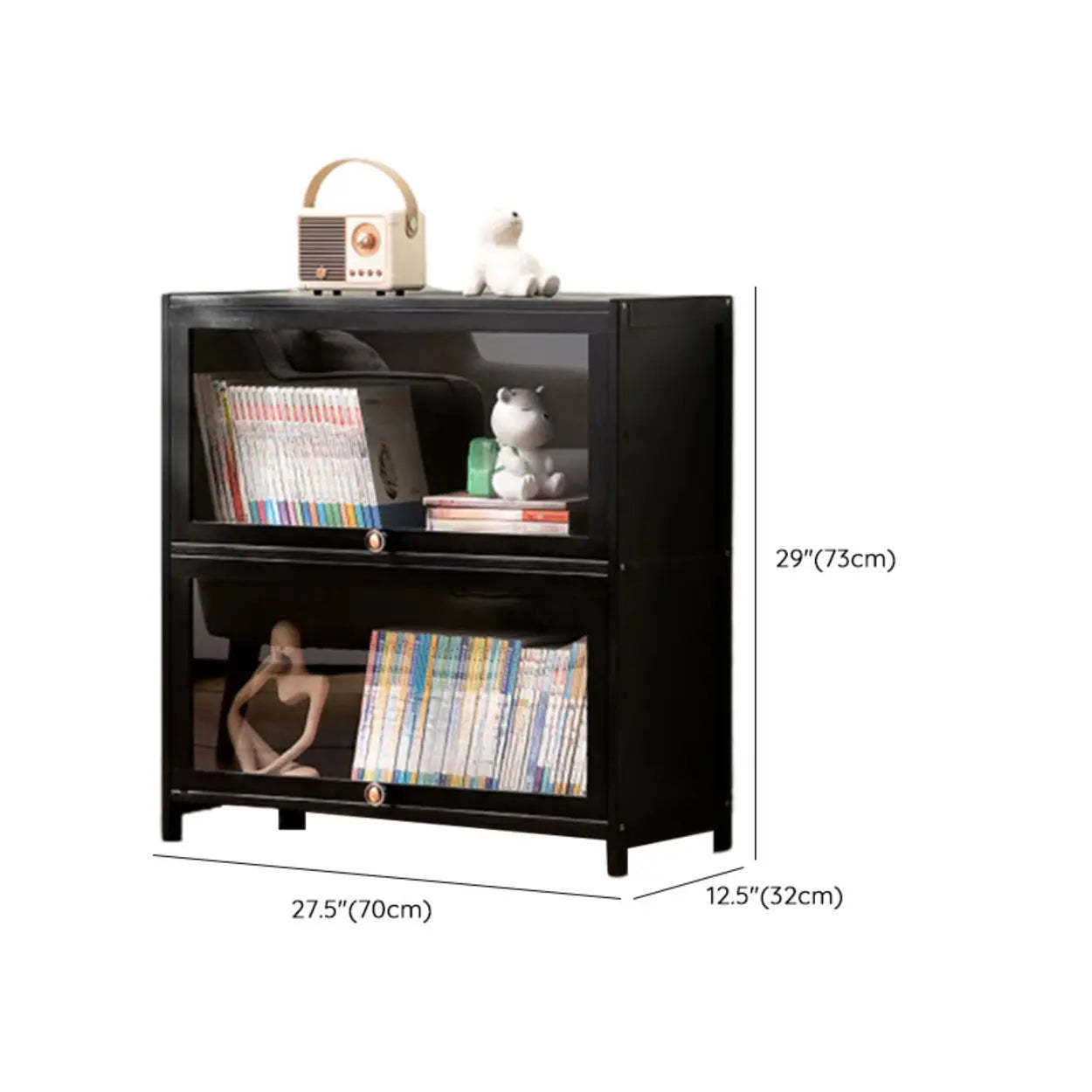 Black Closed-Back Wood Vertical Bookcase