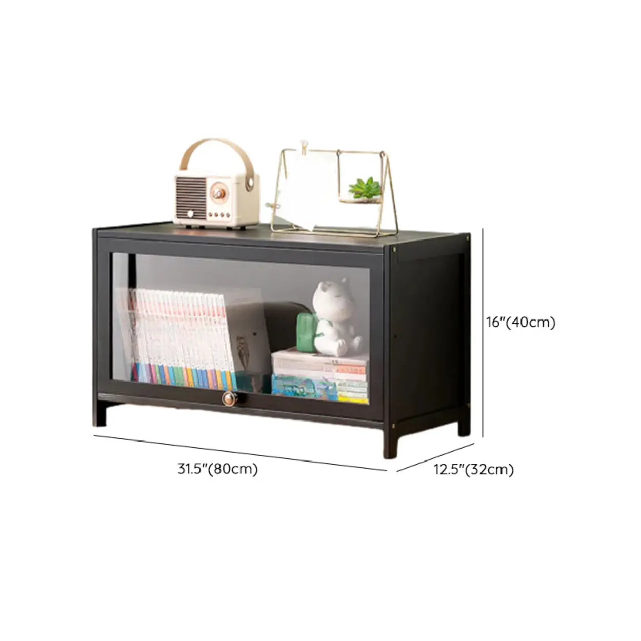 Black Closed-Back Wood Vertical Bookcase