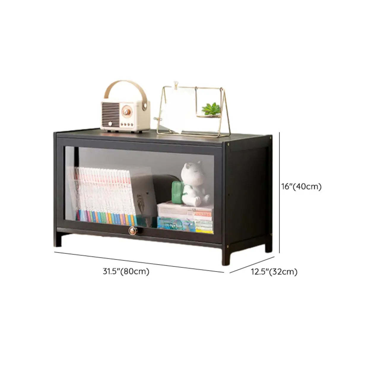Black Closed-Back Wood Vertical Bookcase