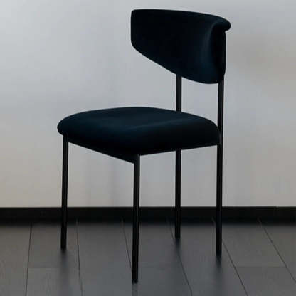Black Curved Upholstered Low-Back Dining Chair — Cream