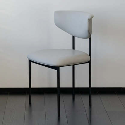 Black Curved Upholstered Low-Back Dining Chair — Grey