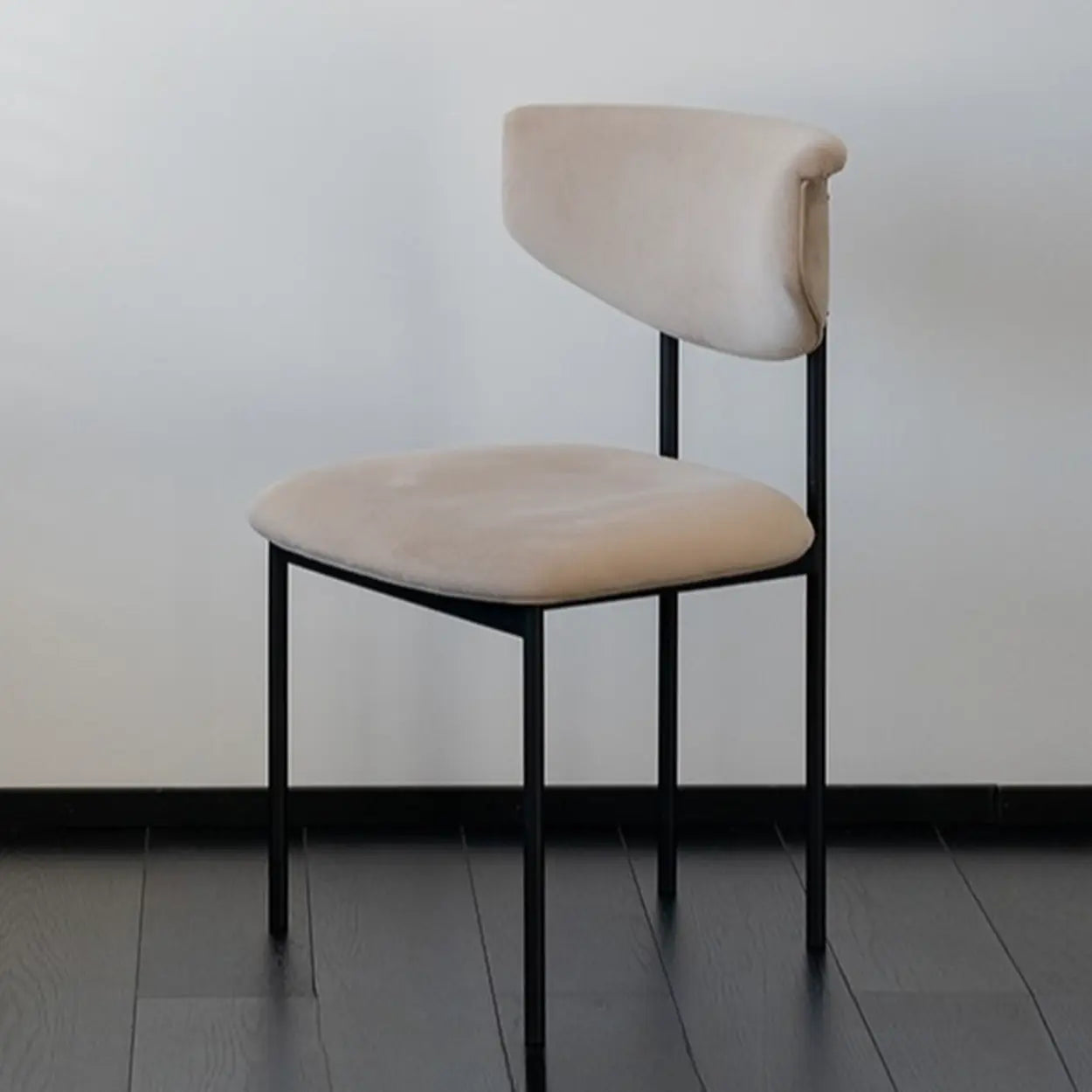 Black Curved Upholstered Low-Back Dining Chair
