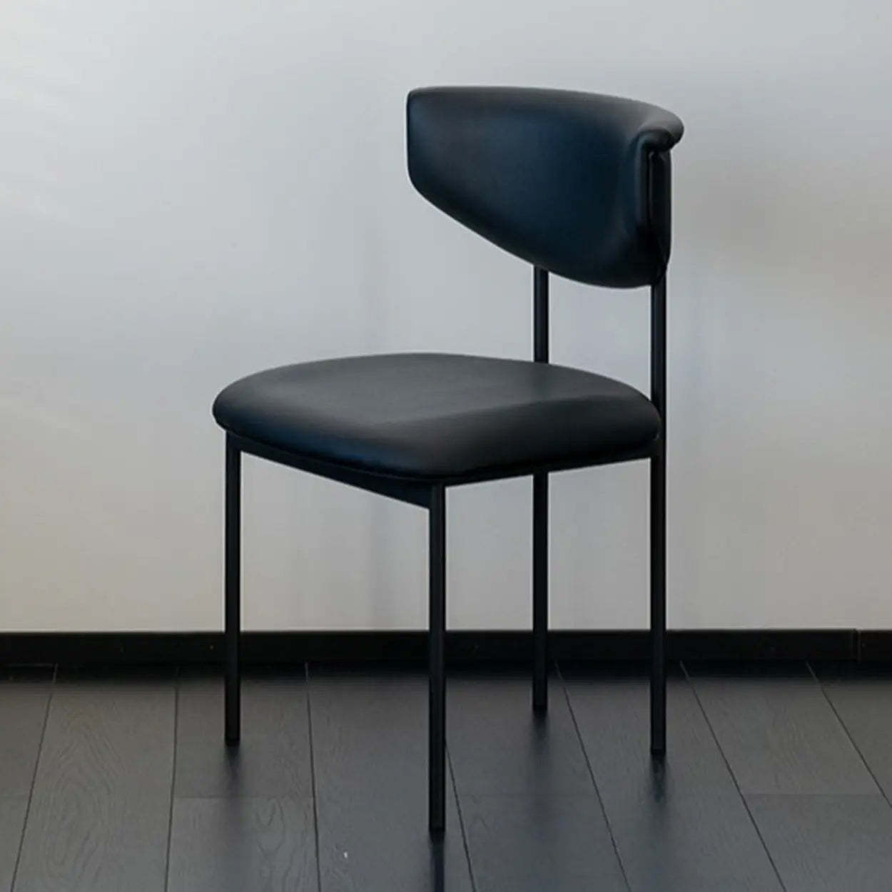 Black metal upholstered low-back office chairs - modern
